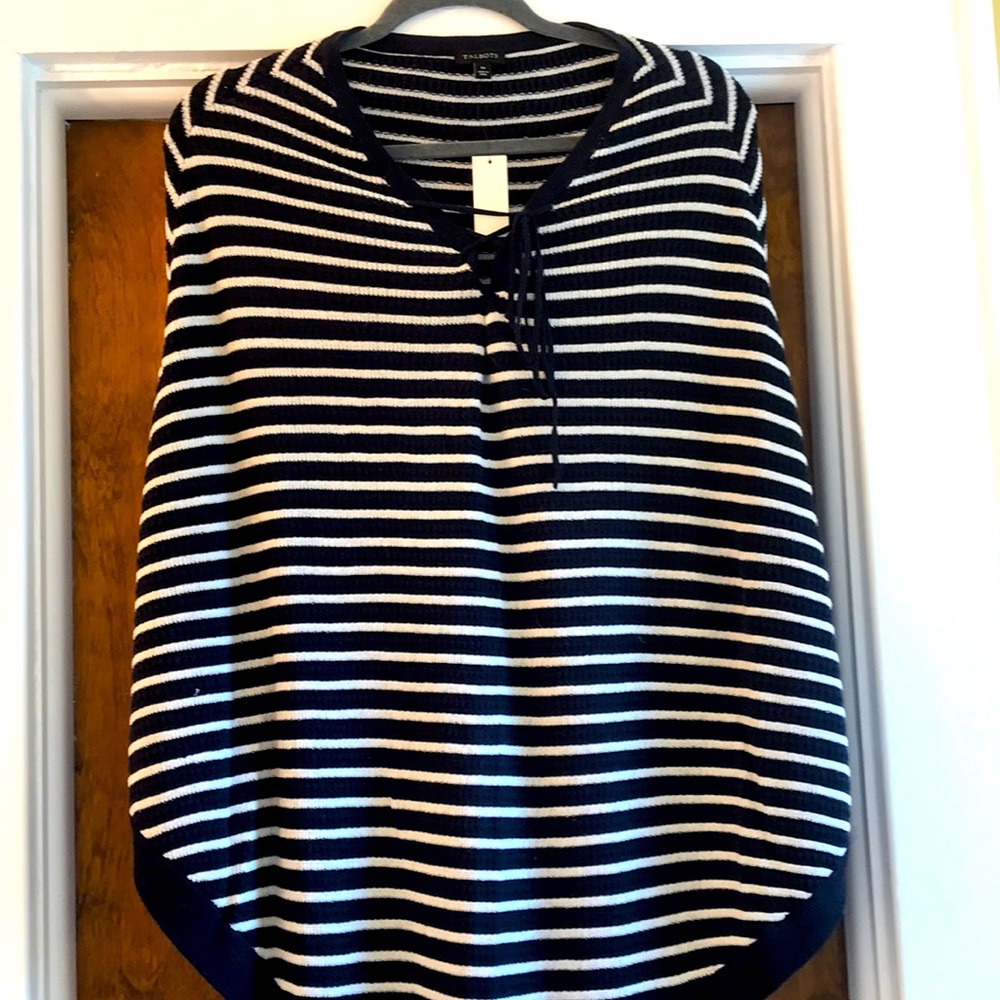 Navy & White Classy Shawl - Talbots - one size